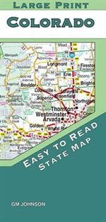 Large print road map of Colorado featuring easy-to-read city insets for Denver, Colorado Springs, Fort Collins, and Pueblo.