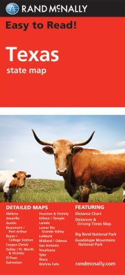 Texas State Travel & Road map by Rand McNally. Includes detailed maps of Abilene, Amarillo, Austin, Beaumont, Big Bend National Park, Bryan / College Station, Corpus Christi, Dallas / Fort Worth & Vicinity, El Paso, Galveston, Houston & Vicinity, Laredo,
