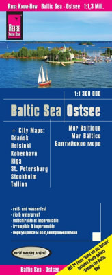 Baltic Sea travel map with details of cities. Includes the cities of Gdansk, Helsinki, Kobenhavn, Riga, St Petersburg, Stockholm add Tallinn. â€‹Reise Know How maps (world mapping project series) are easy to read, waterproof and highly durable travel maps