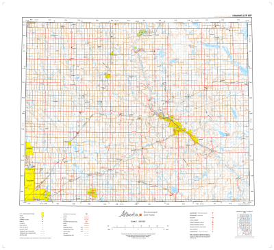 AB082P - DRUMHELLER - Topographic Map. The Alberta 1:250,000 scale paper topographic map series is part of the Alberta Environment & Parks Map Series. They are also referred to as topo or topographical maps is very useful for providing an overview o