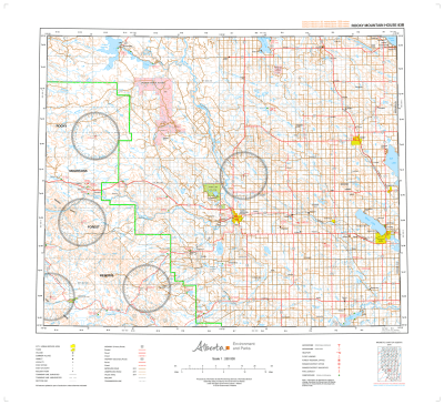 AB083B - ROCKY MOUNTAIN HOUSE - Topographic Map. The Alberta 1:250,000 scale paper topographic map series is part of the Alberta Environment & Parks Map Series. They are also referred to as topo or topographical maps is very useful for providing an overvi