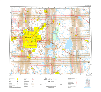 AB083H - EDMONTON - Topographic Map. The Alberta 1:250,000 scale paper topographic map series is part of the Alberta Environment & Parks Map Series. They are also referred to as topo or topographical maps is very useful for providing an overvi