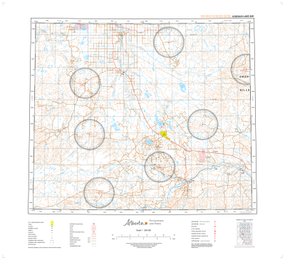 AB083K - IOSEGUN LAKE - Topographic Map. The Alberta 1:250,000 scale paper topographic map series is part of the Alberta Environment & Parks Map Series. They are also referred to as topo or topographical maps is very useful for providing an overview of an