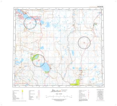 AB083P - PELICAN - Topographic Map. The Alberta 1:250,000 scale paper topographic map series is part of the Alberta Environment & Parks Map Series. They are also referred to as topo or topographical maps is very useful for providing an overview of an area