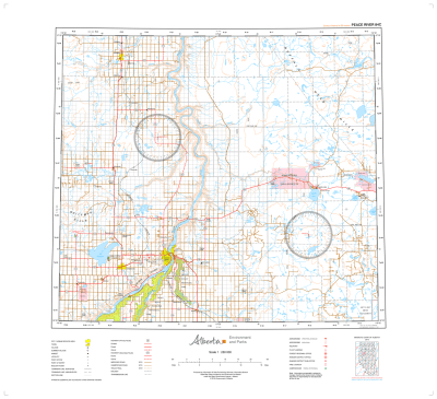 AB084C - PEACE RIVER - Topographic Map. The Alberta 1:250,000 scale paper topographic map series is part of the Alberta Environment & Parks Map Series. They are also referred to as topo or topographical maps is very useful for providing an overview of an