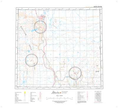 AB084G - WADLIN LAKE - Topographic Map. The Alberta 1:250,000 scale paper topographic map series is part of the Alberta Environment & Parks Map Series. They are also referred to as topo or topographical maps is very useful for providing an overview of an