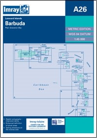 IMRA26 - Barbuda Nautical Chart. Imray Charts provide coverage of popular areas on sheets specially designed for the needs of yachtsmen. The charts contain large scale port insets in addition to all the small craft information. Imray charts are printed on