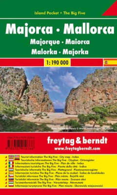 Detailed F&B Mallorca Pocket Map at 1:50k scale. Essential for driving the Serra de Tramuntana, finding coves, and navigating Palma de Mallorca. GPS compatible.