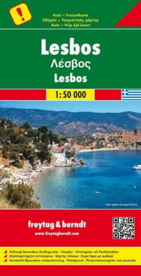 Ultra-detailed F&B Lesbos (Lesvos) map (1:50k). Navigate Mytilene, Molyvos, hot springs, and the Petrified Forest. Perfect for driving, hiking, & exploring beaches.