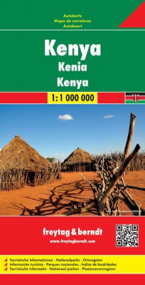 Freytag & Berndt (1:1M) detailed road map for Kenya. Essential for self-drive safaris to Maasai Mara, Amboseli, and the coast. Includes insets for Nairobi & Mombasa.