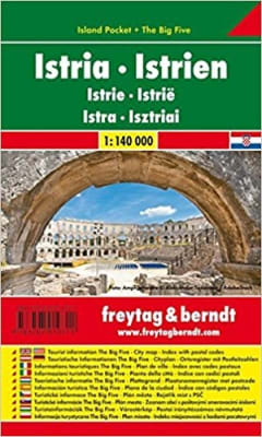 Freytag & Berndt AK7405 Pocket Map (1:100k) of Istria, Croatia. Highly detailed for cycling, road trips, and finding campsites. Features Pula, Rovinj, Motovun & Opatija city plans.