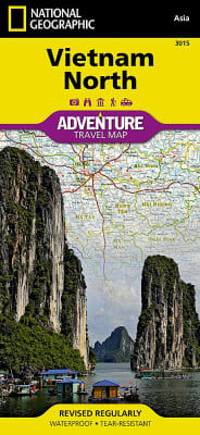 Vietnam North Adventure Travel Map is designed to meet the unique needs of adventure travelers with its durability and accurate information. The front side of the Vietnam North map details the north central region of the country, from its border with Laos