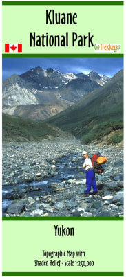 Kluane National Park map - Yukon. Hiking map of the Kluane National Park at 1:250,000 with inset of Mount Logan at 1:50,000. Map is 40" x 28" in full colour with shaded relief added. Includes 1:50,000 small insert of Mt Logan area.
