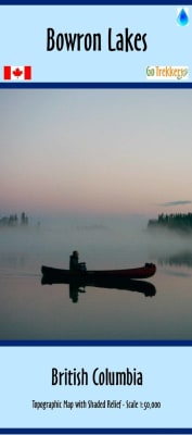 Bowron Lakes BC - waterproof canoe map. Detailed topographic canoe map of the Bowron Lakes Canoe area in British Columbia, Canada. This map has full shaded relief, campsites, trails, roads, latitude/longitude grid and more. Scale 1:50,000. Size 40" x 26".