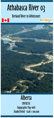Athabasca River Map 03 waterproof synthetic paddling guide from Berland River to Whitecourt featuring detailed river channels and launch points.