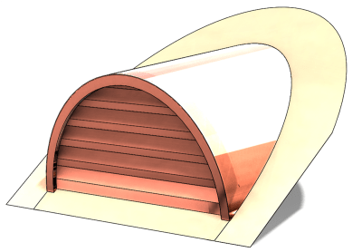copper roof vent, half round roof vent, half circle roof vent, circle top roof vent, radius roof vent, half round dormer, dormer roof vent, radius roof vent, eyebrow roof dormer