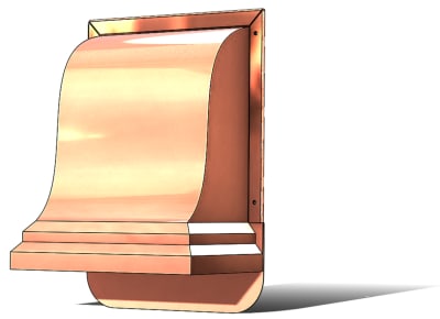 dryer vent, copper dryer vent, vent, copper vent, vent cap, flapper vent, decorative dryer vent, copper decorative dryer vent, copper flapper vent, copper vent cap, decorative copper vent, decorative flapper vent