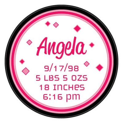 baby girl birth announcement custom printed pucks