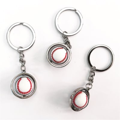 Baseball on a keychain. The baseball spins on this metal chain.