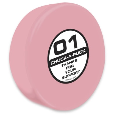 Chuck-A-Puck pink hockey puck, foam hockey puck blue Chuck-A-Puck