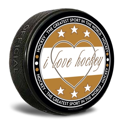 i love hockey - greatest sport in the world custom printed pucks