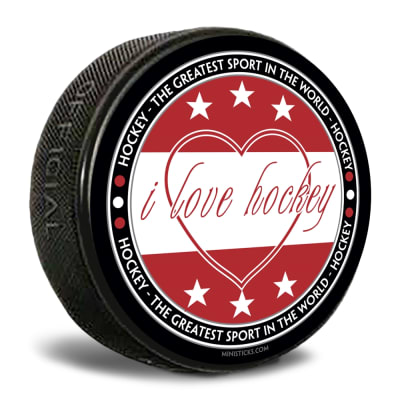 i love hockey - greatest sport in the world custom printed pucks