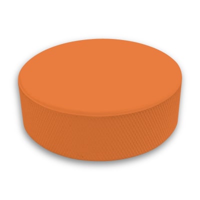 orange hockey puck, blank hockey puck