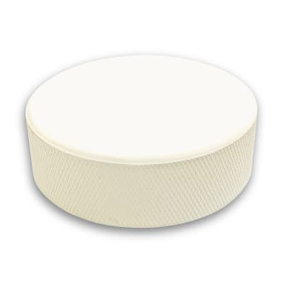 White pucks are frequently used for goalie training and can be printed