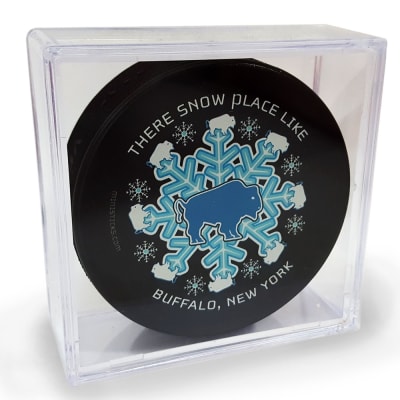 Hockey puck display that holds 1 hockey puck and keeps it dust free