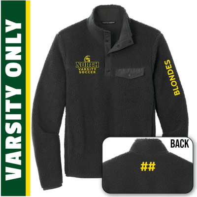 Williamsville North Varsity Fleece Jacket with logo on right chest, BLONDES on outer bicep and number on nape