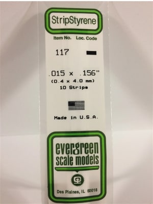 Evergreen Scale Models .015" X .156" Opaque White Polystyrene Strip