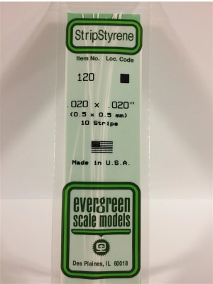 Evergreen Scale Models .020" X .020" Opaque White Polystyrene Strip
