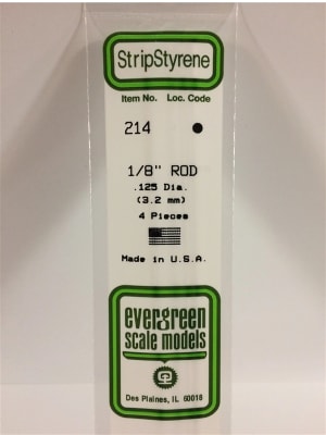 Evergreen Scale Models  .100" 3.2mm Opaque White Polystyrene Rod