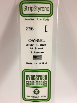 Evergreen Scale Models .188" 4.8mm Opaque White Polystyrene Channel
