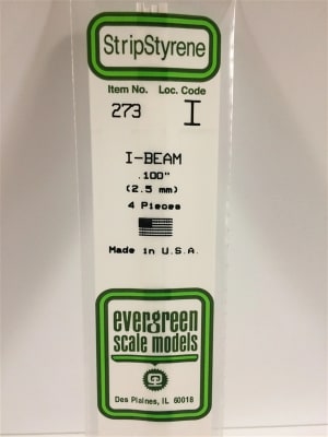 Evergreen Scale Models .100" 2.5mm Opaque White Polystyrene I-Beam