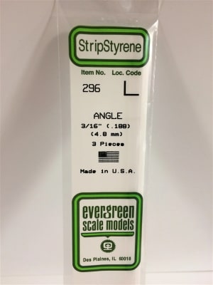 Evergreen Scale Models .188" 4.8mm Opaque White Polystyrene Angle