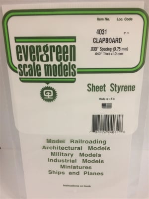 Evergreen Scale Models .030" Opaque White Polystyrene Clapboard  Siding