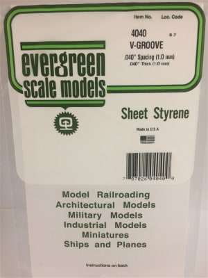 Evergreen Scale Models .040" Opaque White Polystyrene V Groove Siding