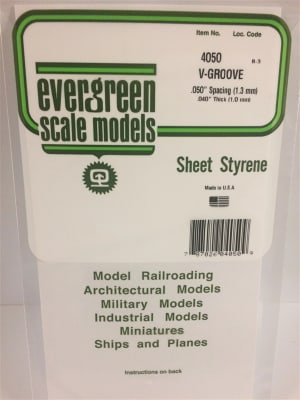 Evergreen Scale Models .050" Opaque White Polystyrene V Groove Siding