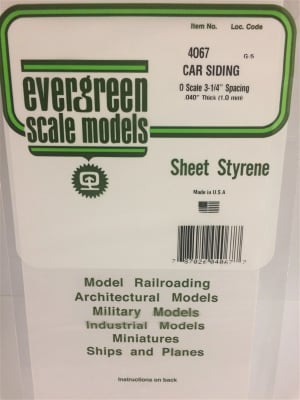 Evergreen Scale Models .067" Opaque White Polystyrene O Scale Freight Car Siding