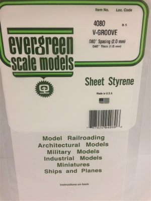 Evergreen Scale Models .080" Opaque White Polystyrene V Groove Siding