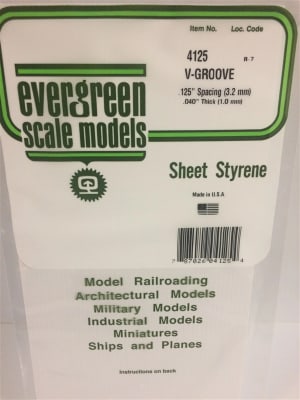 Evergreen Scale Models .125" Opaque White Polystyrene V Groove Siding