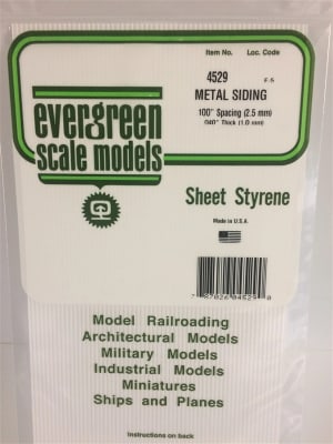 Evergreen Scale Models .100" Opaque White Polystyrene Corrugated Metal Siding
