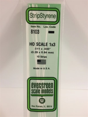 Evergreen Scale Models .011" X .033" Opaque White Polystyrene Strip