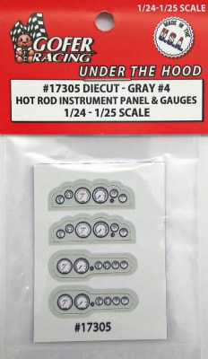 Race Car Instrument Panel and Gauges - Diecut Plastic "Gray # 4" (1:24-1:25)