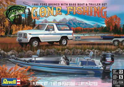 Gone Fishing 1980 Ford Bronco with Bass Boat and Trailer
