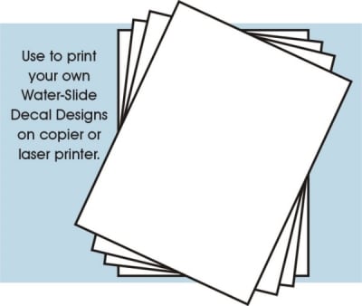 White decal film or decal paper for Laser Printers 8 1/2 x 11 (4 Sheets)