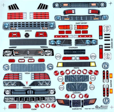 Funny Car Grill & Headlight Decal (1/16)