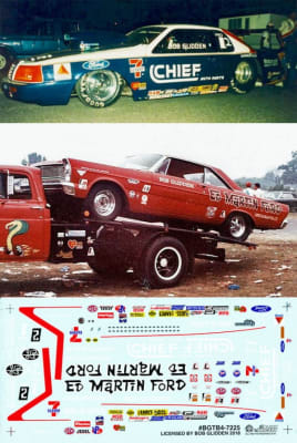Bob Gliddenâ€™s 1986 Chief T'bird and 1965-66 Galaxie 500 Pro Stock Decal (1/25)