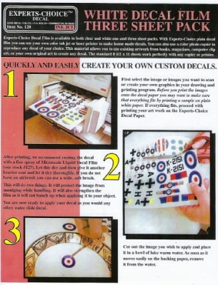 White decal film or decal paper for Ink Jet Printers 8 1/2 x 11 (3-Pack)